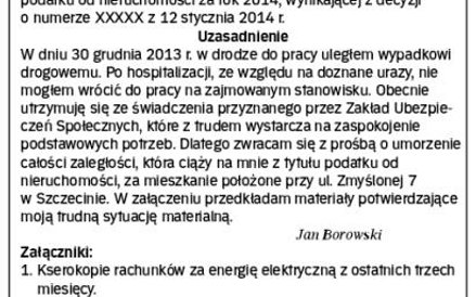 WZÓR wniosku o umorzenie zaległości podatkowych: