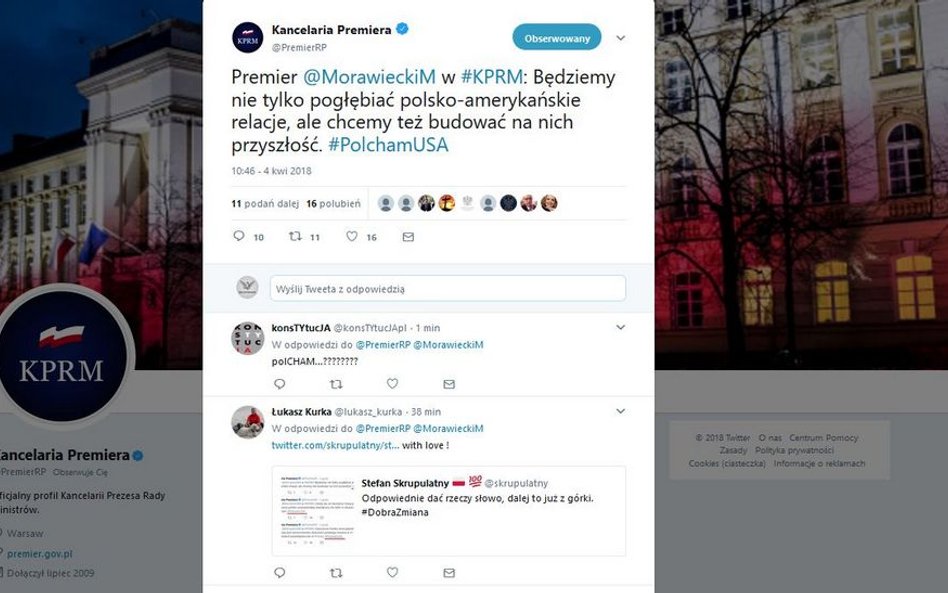 #PolchamUSA na profilu KPRM. Internauci kpią