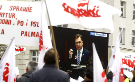 Protest "Solidarności" pod Sejmem