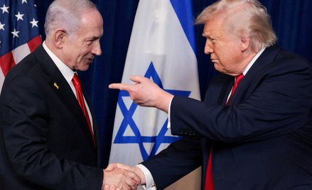 Prezydent USA Trump z premierem Izraela Benjaminem Netanjahu
