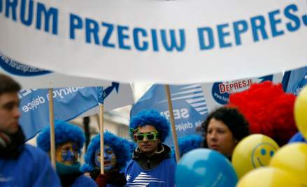 Na świecie obchodzony jest Dzień Walki z Depresją. Na zdjęciu happening w Warszawie, luty 2009 r.