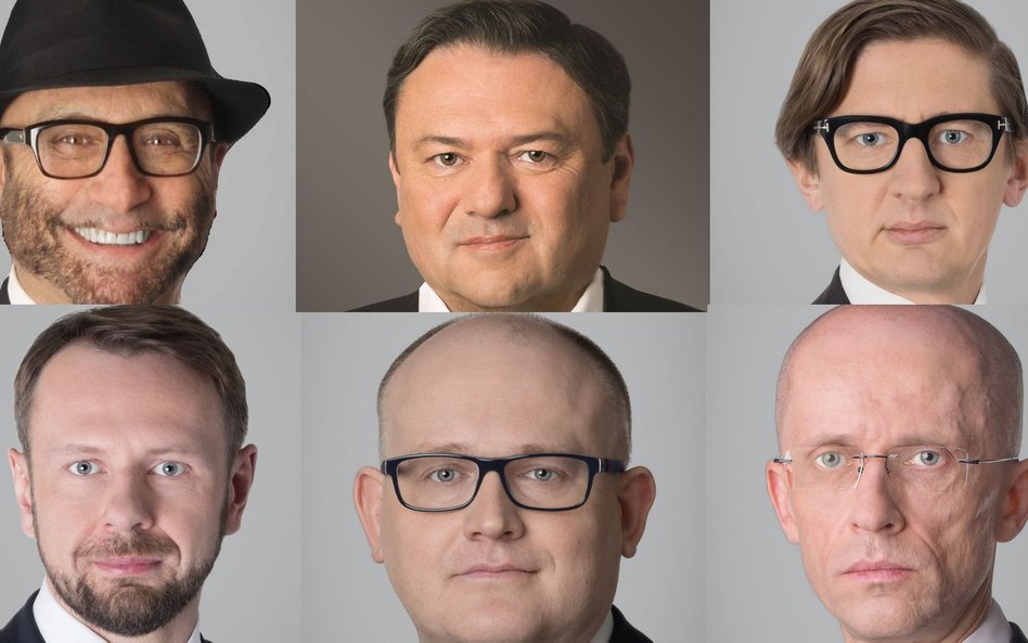 Od lewej, od góry: Lejb Fogelman, Jarosław Grzesiak, Paweł Pietkiewicz, Rafał Sieński, Paweł Piotrow