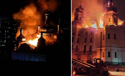 Płonąca Ławra Peczerska w Kijowie