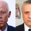 Kais Saied, prawnik (z lewej) i Nabil Karui, właściciel telewizji (z prawej)
