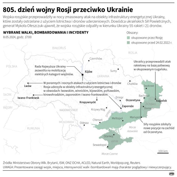 Tak wyglądała sytuacja na froncie w 805 dniu wojny