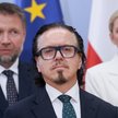 Nowy minister aktywów państwowych Wojciech Balczun podczas konferencji prasowej premiera Donalda Tus
