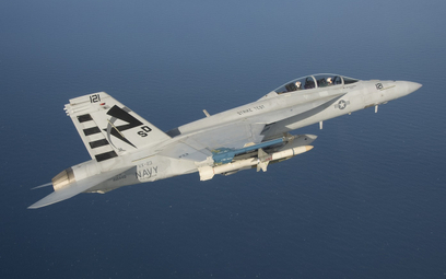Samolot wielozadaniowy F/A-18F Super Hornet z podwieszonym pociskiem AARGM. Fot./US Navy/Greg L. Dav