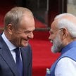 Premier Donald Tusk (L) i premier Republiki Indii Narendra Modi (P) podczas wizyty premiera Modiego 