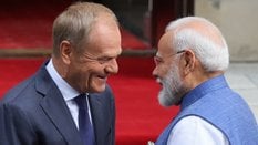 Premier Donald Tusk (L) i premier Republiki Indii Narendra Modi (P) podczas wizyty premiera Modiego 