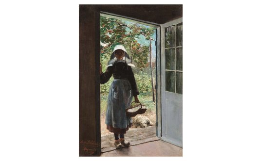 Anna Bilińska „Dziewczyna z koszem na progu domu”, 1887