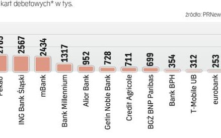 Najwięcej kart do rachunków wydał bank PKO BP