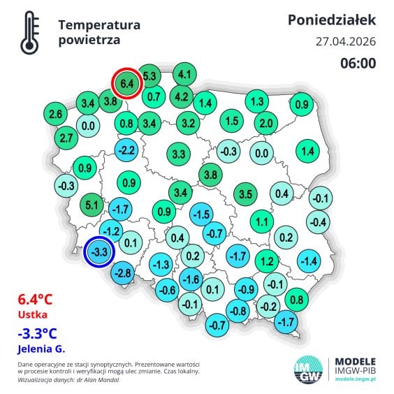 W poniedziałkowy poranek najzimniej było w Jeleniej Górze