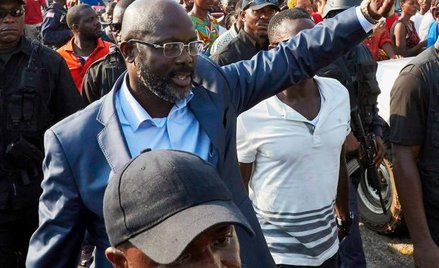 George Weah w trakcie kampanii wyborczej.