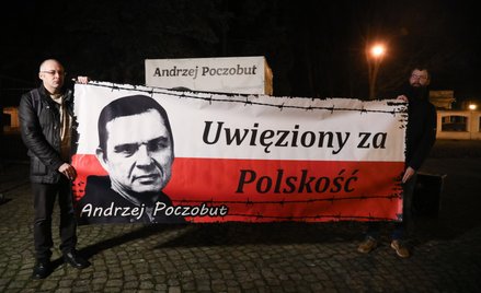 Akcja solidarności z uwięzionym Andrzejem Poczobutem w Białymstoku. Zdjęcie archiwalne z 2024 r.