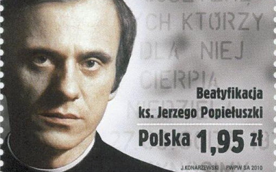 „Beatyfikacja ks. Jerzego Popiełuszki” na znaczku pocztowym