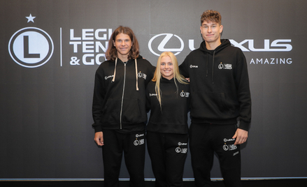 Tomasz Berkieta, Malwina Rowińska i Szymon Kielan – uczestnicy programu Lexus Tennis Talents.