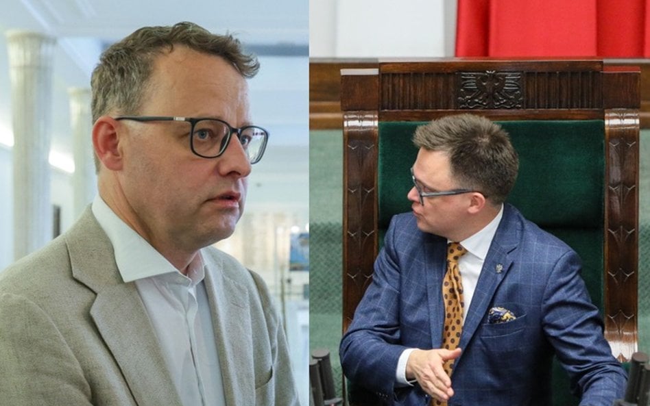 Poseł PiS Marcin Romanowski i Marszałek Sejmu Szymon Hołownia.