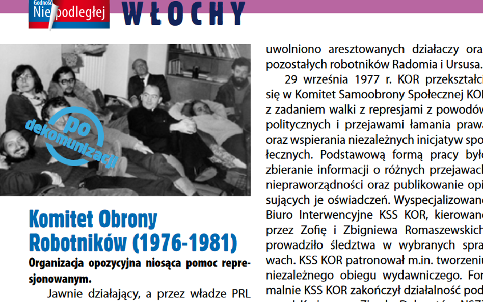 Zdjęcie z ukrytą pod stemplem twarzą Adama Michnika pochodzi z broszury Polskiej Fundacji Narodowej 