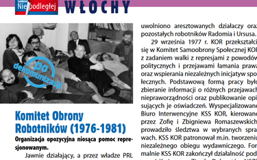 Zdjęcie z ukrytą pod stemplem twarzą Adama Michnika pochodzi z broszury Polskiej Fundacji Narodowej 