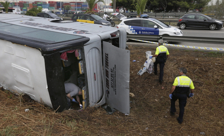 Miejsce wypadku autobusu pod Barceloną
