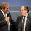 Prezydent UEFA Michel Platini i szef Francukiej Federacji Piłkarskiej Noel le Graët