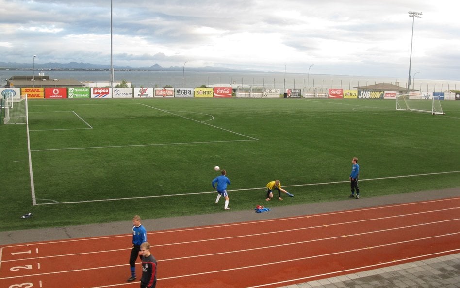 Islandia - boisko ze sztuczną trawą nad oceanem (aglomeracja Reykjaviku)