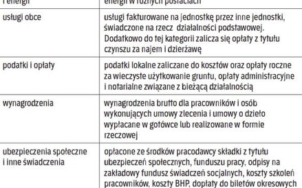 Jak grupować koszty według rodzajów