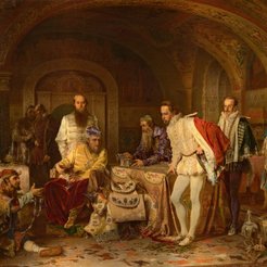 „Iwan IV Groźny prezentuje swoje skarby ambasadorowi królowej Anglii Elżbiety I” – obraz Aleksandra 