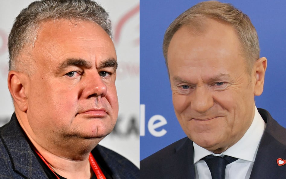 Od lewej Tomasz Sakiewicz, Donald Tusk