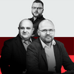 Mateusz Grzeszczuk, prowadzący podcast „Rzecz o gepolityce” i goście pierwszego odcinka: Jerzy Haszc