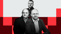 Mateusz Grzeszczuk, prowadzący podcast „Rzecz o gepolityce” i goście pierwszego odcinka: Jerzy Haszc