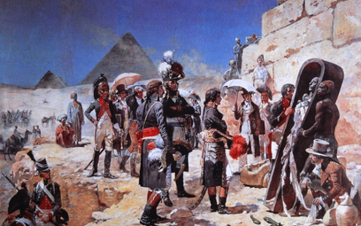 „Generał Napoleon Bonaparte na cmentarzysku w Gizie w 1798 r. ogląda mumię faraona” – obraz Maurice’