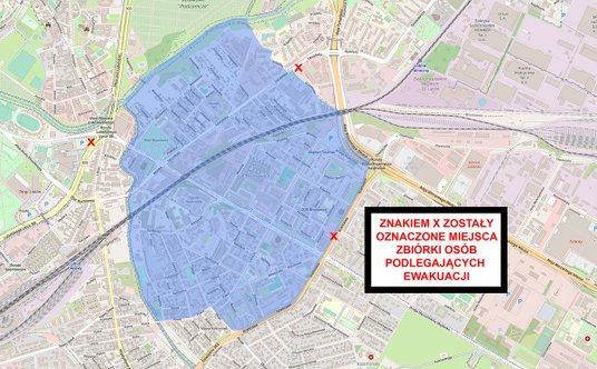 Mapka obszaru objętego ewakuacją