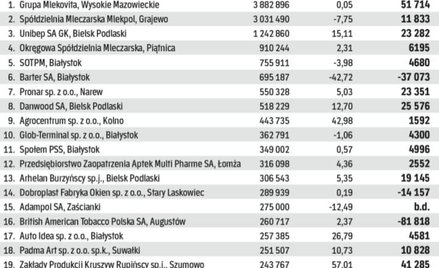 Największe firmy regionu