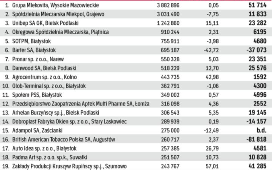 Największe firmy regionu