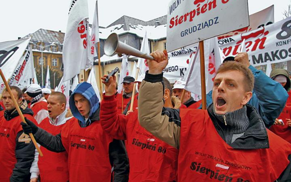 Protest górniczych związkowców z Sierpnia ‘80 w Katowicach