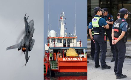 Na zdjęciach: F-16 Sił Powietrznych RP, statki indonezyjskich służb ratowniczych, policjanci w Seulu