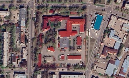 Zdjęcie satelitarne przedstawiające Instytut Badań nad Dżumą Syberii i Dalekiego Wschodu w Irkucku w