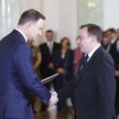 Prezydent Andrzej Duda i Mariusz Kamiński podczas uroczystości powołania rządu Beaty Szydło