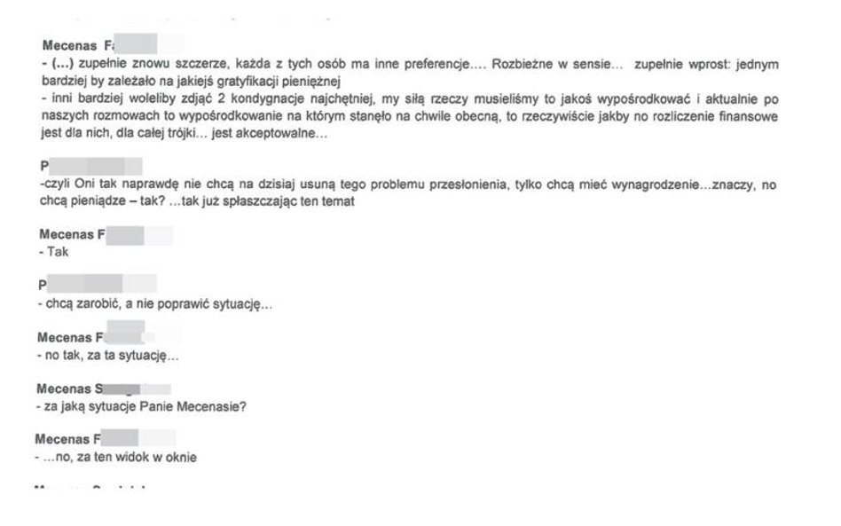 Zapis rozmowy prawników - jeden reprezentuje szantażystów, drugi - inwestora