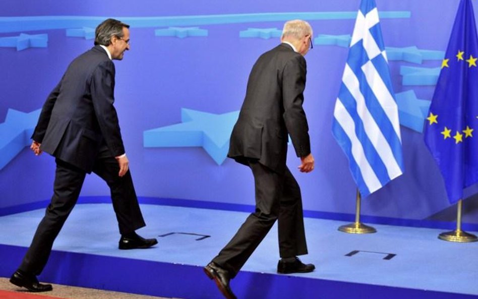 Premier Grecji Antonis Samaras i szef Rady Europejskiej Herman Van Rompuy