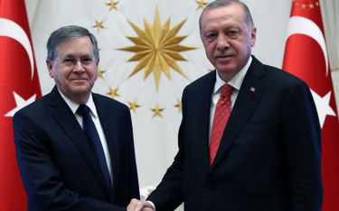 Nowy ambasador USA w Turcji David M. Satterfield i prezydent Erdogan