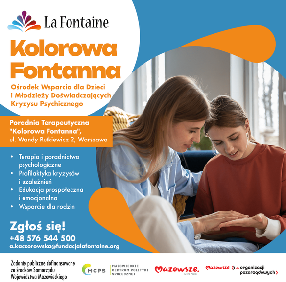 Projekt „Kolorowa Fontanna” oferuje zróżnicowane formy wsparcia dla warszawskiej młodzieży