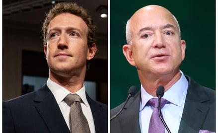 Mark Zuckerberg (z lewej), założyciel Meta Platforms, i Jeff Bezos, twórca Amazona, odwiedzali prezy