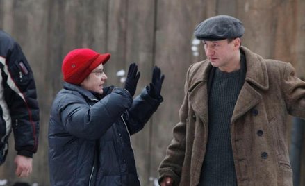 Agnieszka Holland i Robert Więckiewicz na planie filmu "W ciemności"