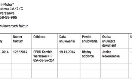WZÓR rejestru anulowanych faktur VAT