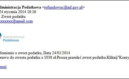 Oszuści ślą e-maile ze zwrotem podatku