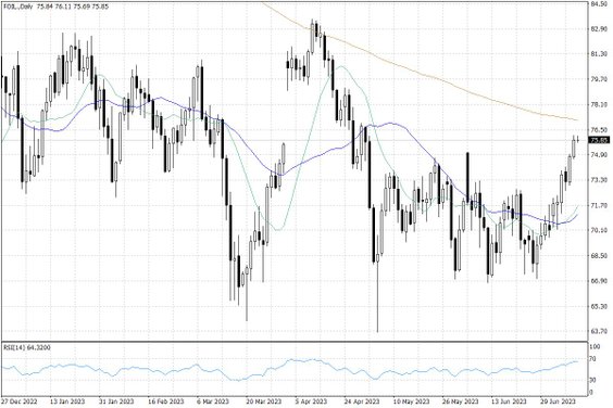 Notowania ropy naftowej WTI – dane dzienne
