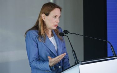 Minister funduszy i polityki regionalnej Katarzyna Pełczyńska-Nałęcz podczas konferencji prasowej w 