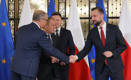 Włodzimierz Czarzasty (z lewej) zaskoczył Donalda Tuska, Władysława Kosiniaka-Kamysza i Szymona Hoło